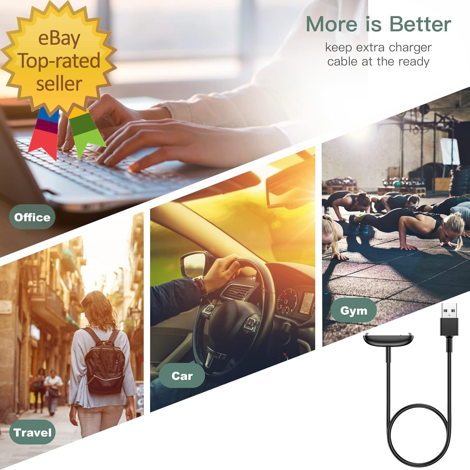 Charger Cable Replacement for Fitbit Inspire 3 (2 Pack/3.3Ft)