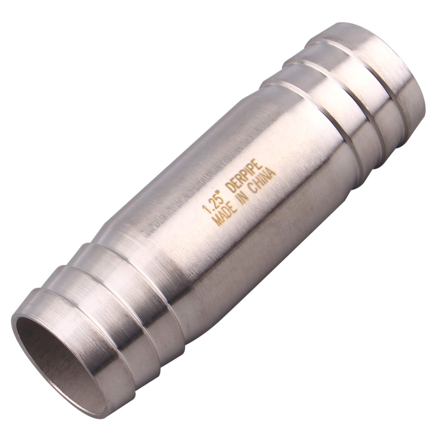 DERPIPE Stainless Steel 1-1/4" Hose Barb, straight splice extend tubing fitti...