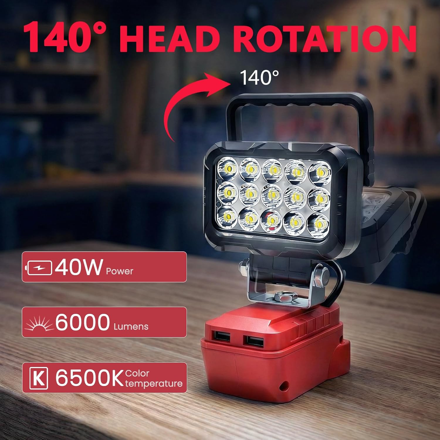 2 Pcs LED Work Light Compatible with Milwaukee 18V Battery, Cordless Flood Light