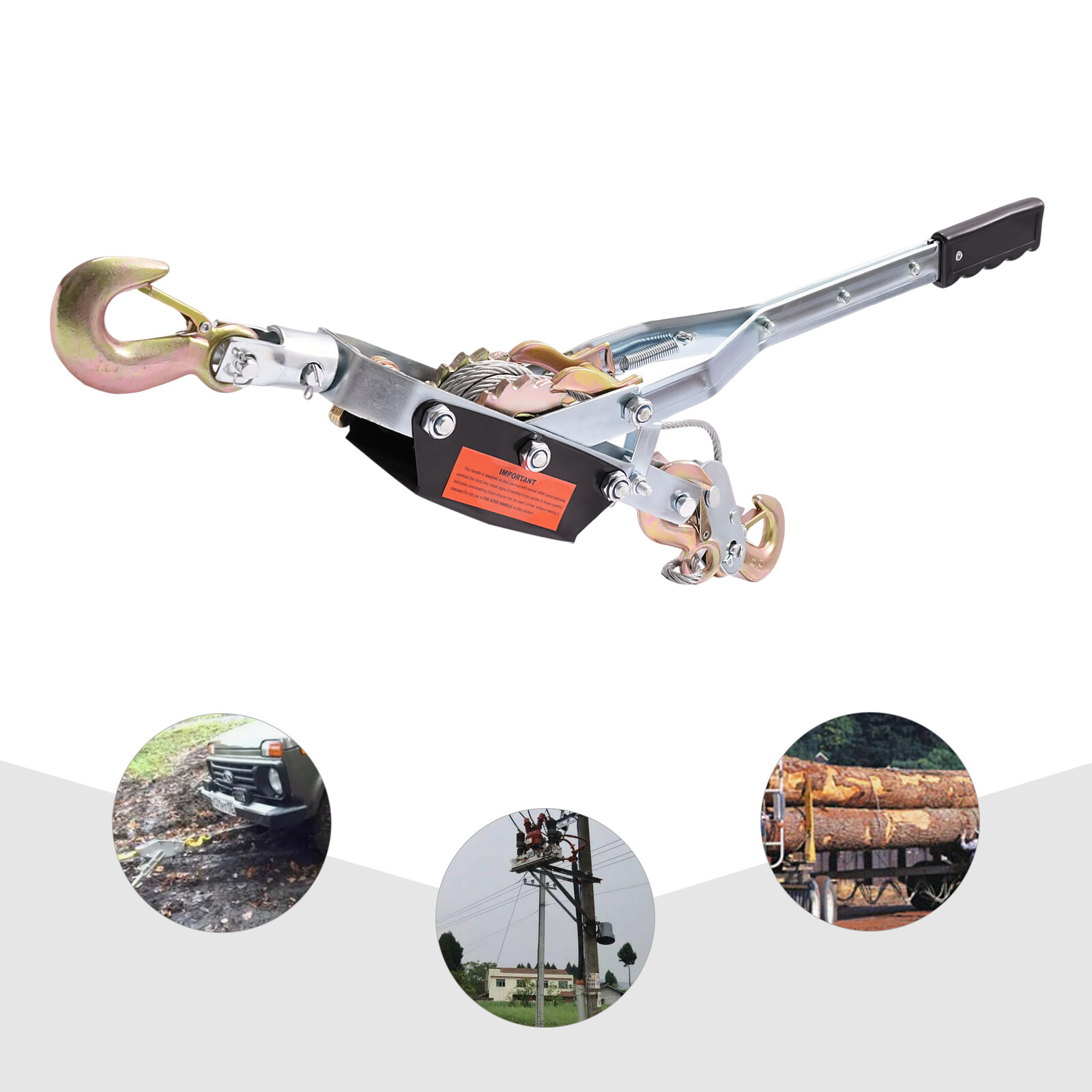 Puller Tightener Heavy Duty Cable Winch Power Puller with Hooks 5 Tons /11023lbs