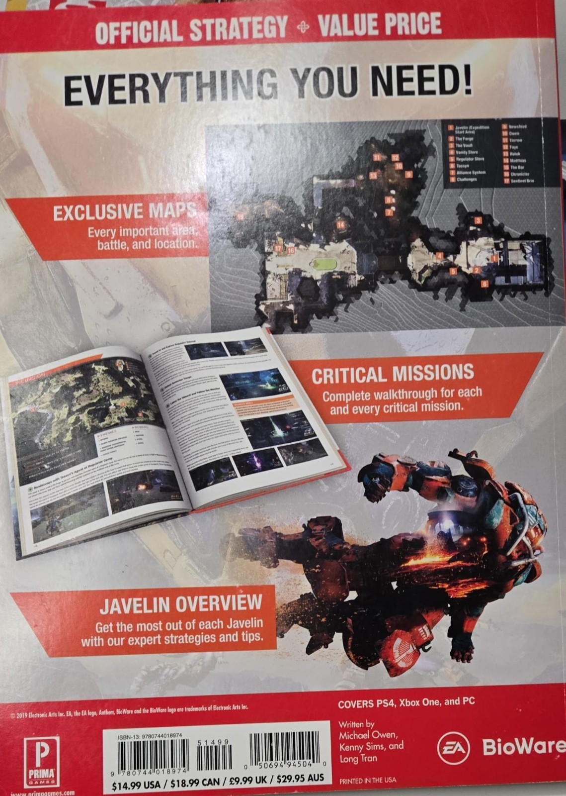 Anthem Prima Official Game Guide Maps Missions Javelins