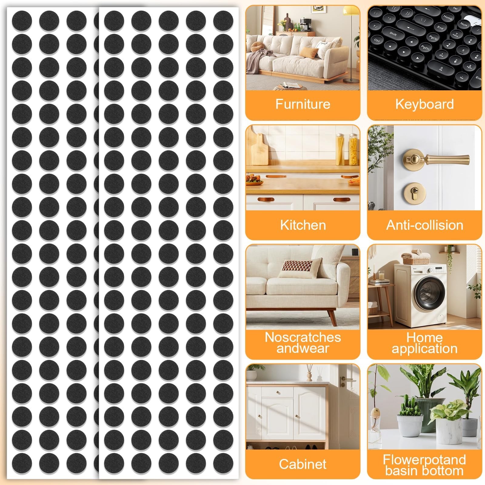800PCS Small Felt Pads Self Adhesive Furniture Protectors Round Black 10mm USNew
