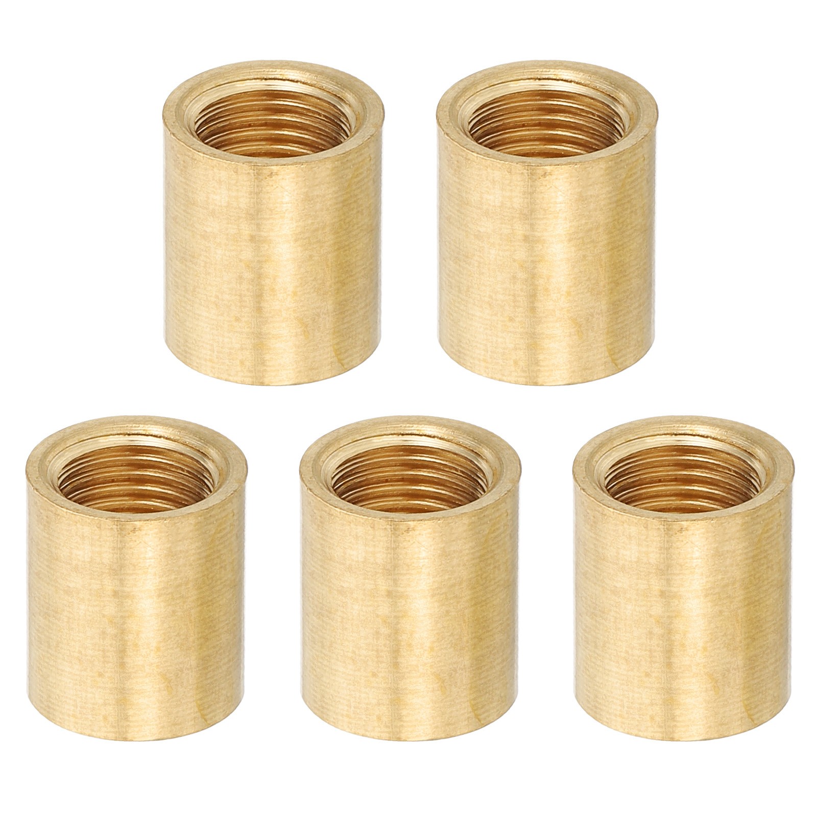 5 Pcs 15mm Long M10 Fine Round Thread Sleeve Lamp Pipe Adaptor, 13mm OD.
