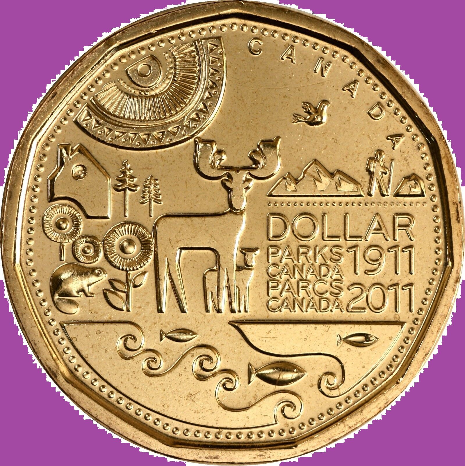 2011 Canada Parks Loonie One Dollar Coin. Mint UNC. One Dollar $1 Loon