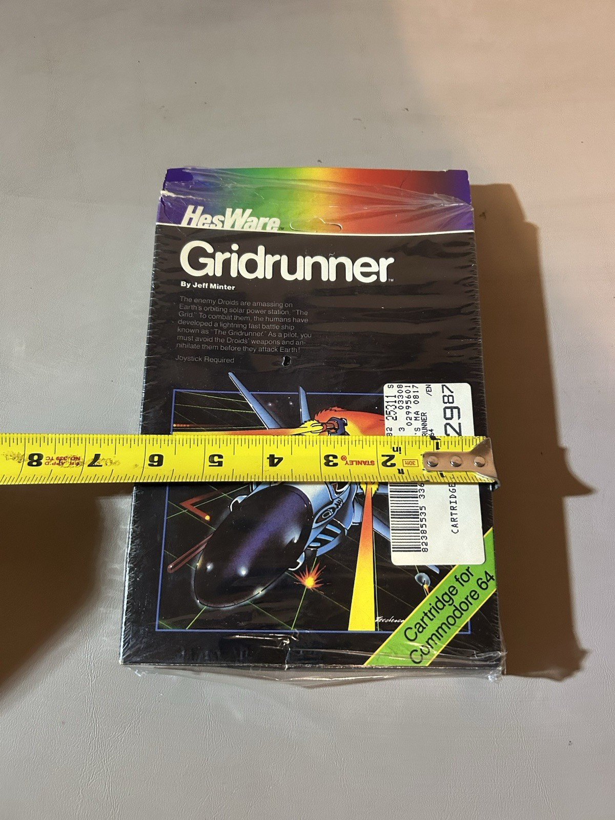 HESWARE GAMES GRIDRUNNER COMMODORE 64 GAME BOX AND CARTRIDGE