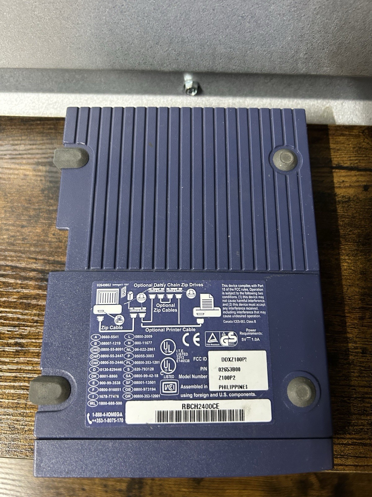 IOMega 100 Zip Drive Model Z100P2 No Original Power Adaptor