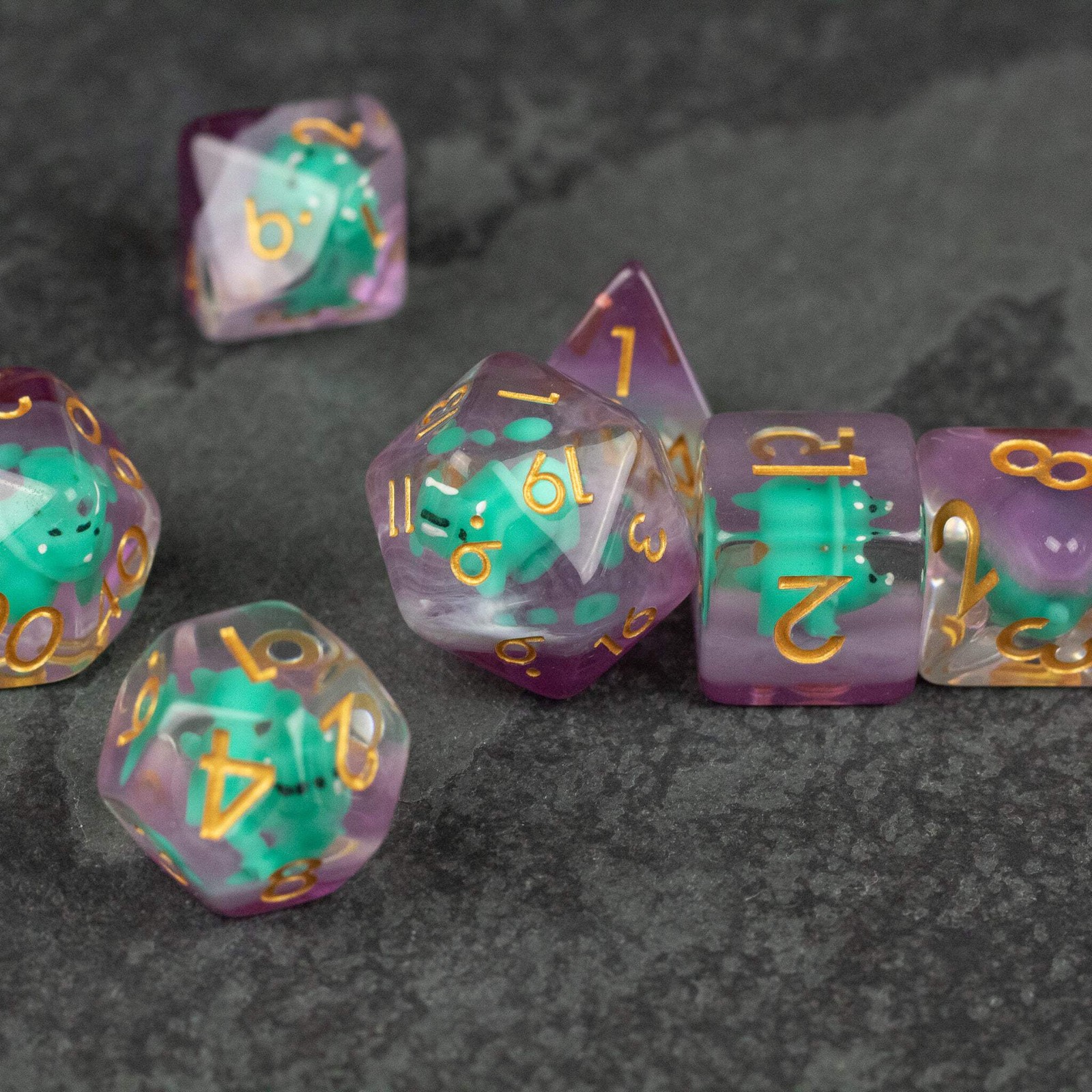 Green Triceratops Dice Set