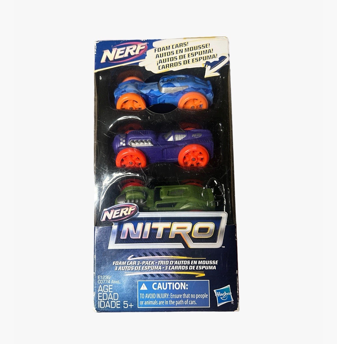 Nerf Nitro Foam Car 3-Pack Refill - New In Box - Blue, Purple, Green Cars NIB