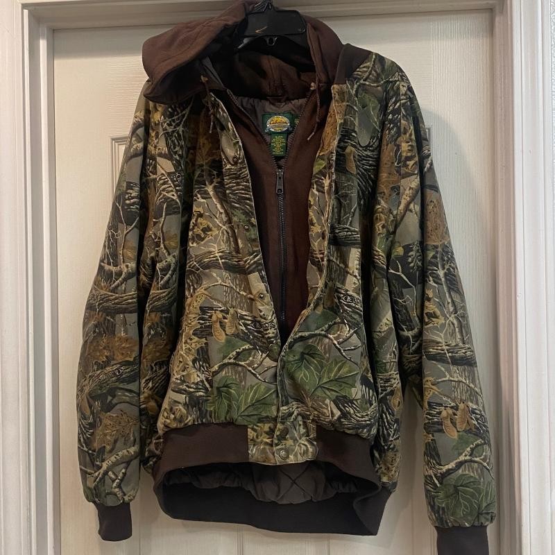 Cabelas  Camo Jacket  Men's 2XL  Bomber RN#56835  Coat Hunting Sweatshirt Hoodie