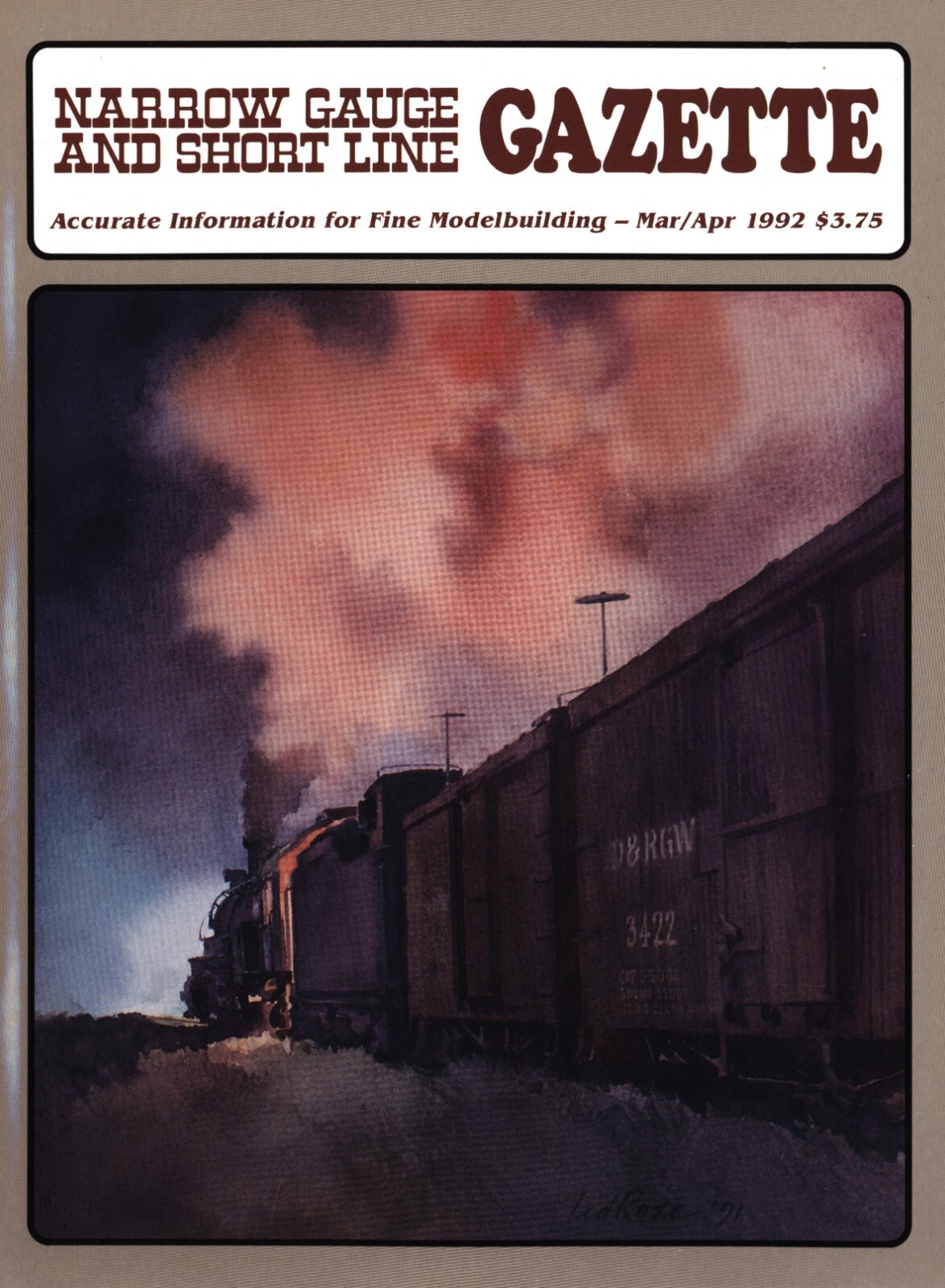 Narrow Gauge Short Line Gazette Magazine Mar/Apr 1992 HOn3 Rio Grande Southern