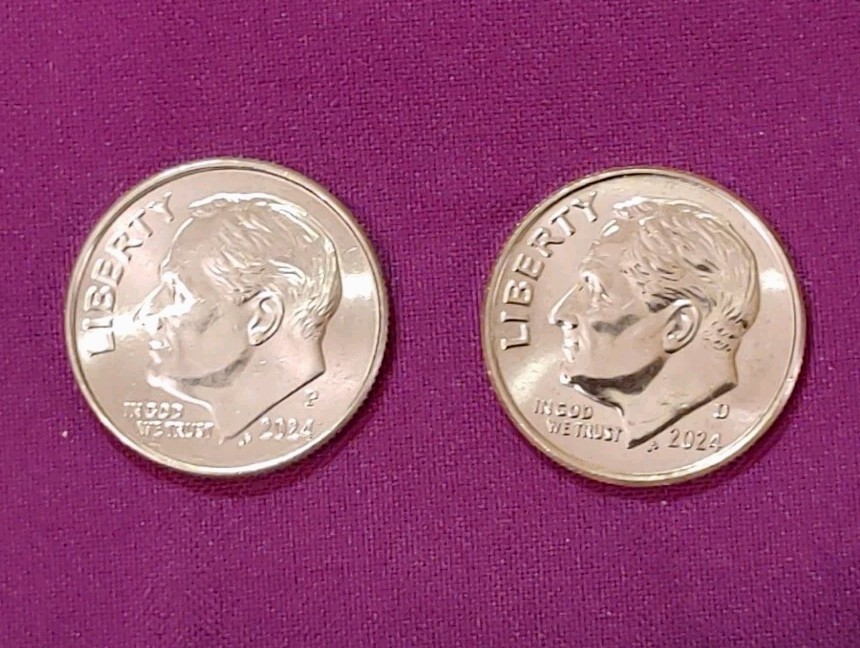 2024 P&D Roosevelt Dime (2), Low Mintage - BU, from BR, Nice Coins, Unc, Ungrade