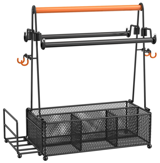 Portautensilios con asa y soporte para papel, ideal para picnic y camping