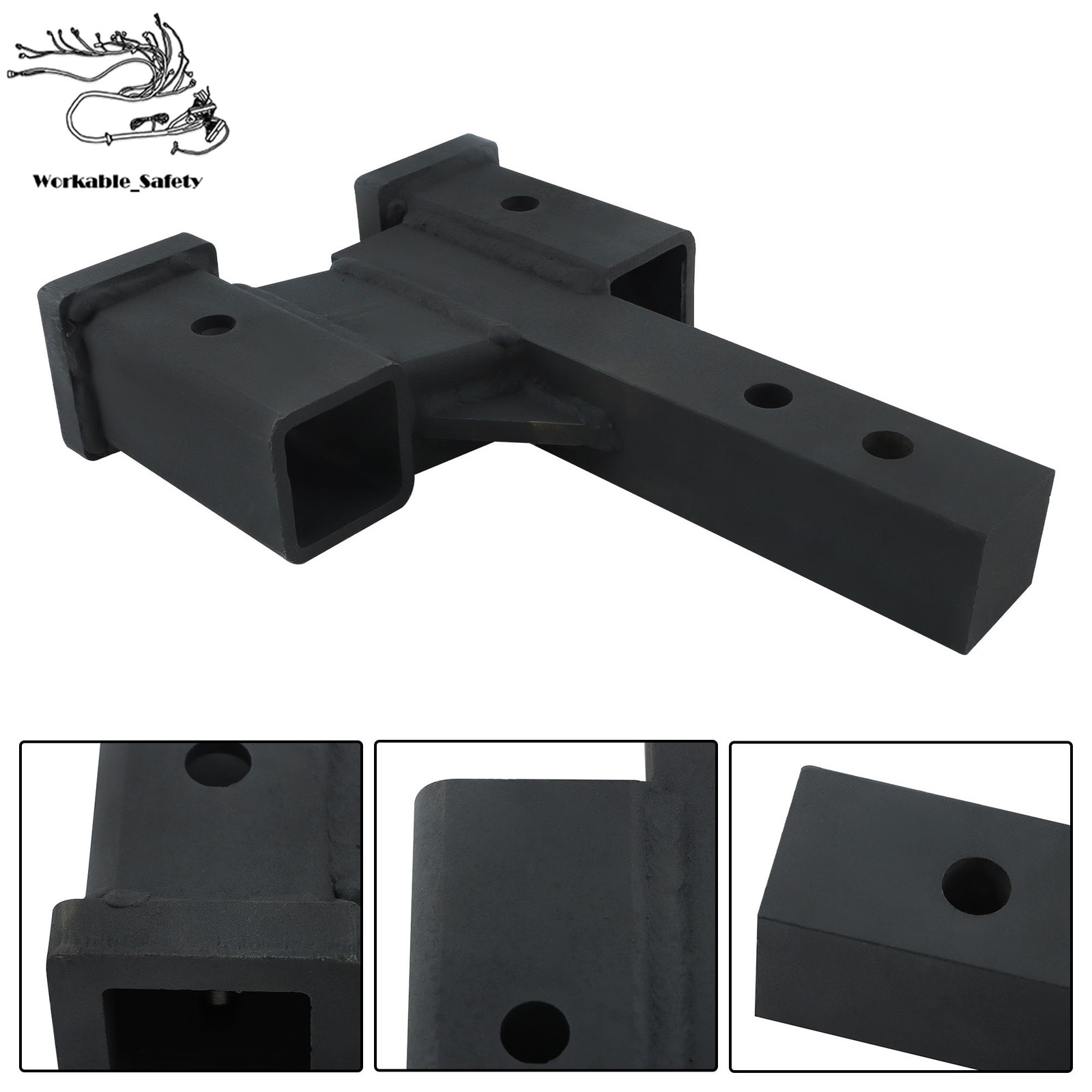 2" Receiver Dual Hitch Adapter 2" Solid Shank 10000Lbs Capacity Easy Install