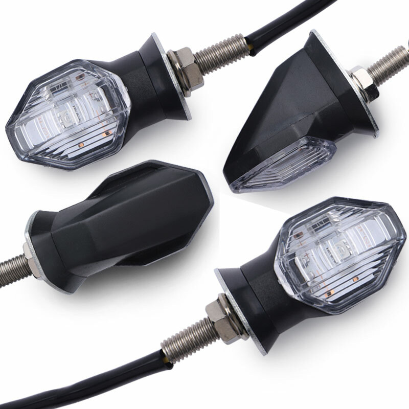 4x Clear Motorcycle Mini LED Turn Signal Light Blinker Amber Indicator Universal