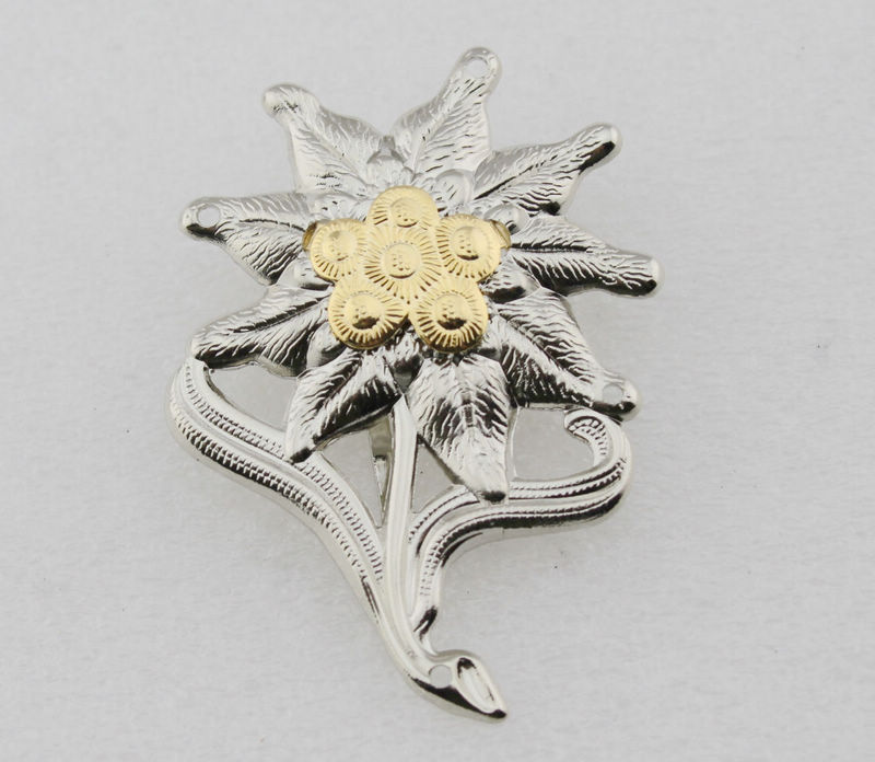 WWII GERMAN OFFICER EDELWEISS MOUNTAIN METAL CAP BADGE INSIGNIA