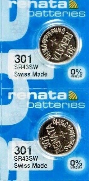 2 pcs Renata 301 Watch Batteries 301 SR43SW SR43 301 Free shipping USA seller