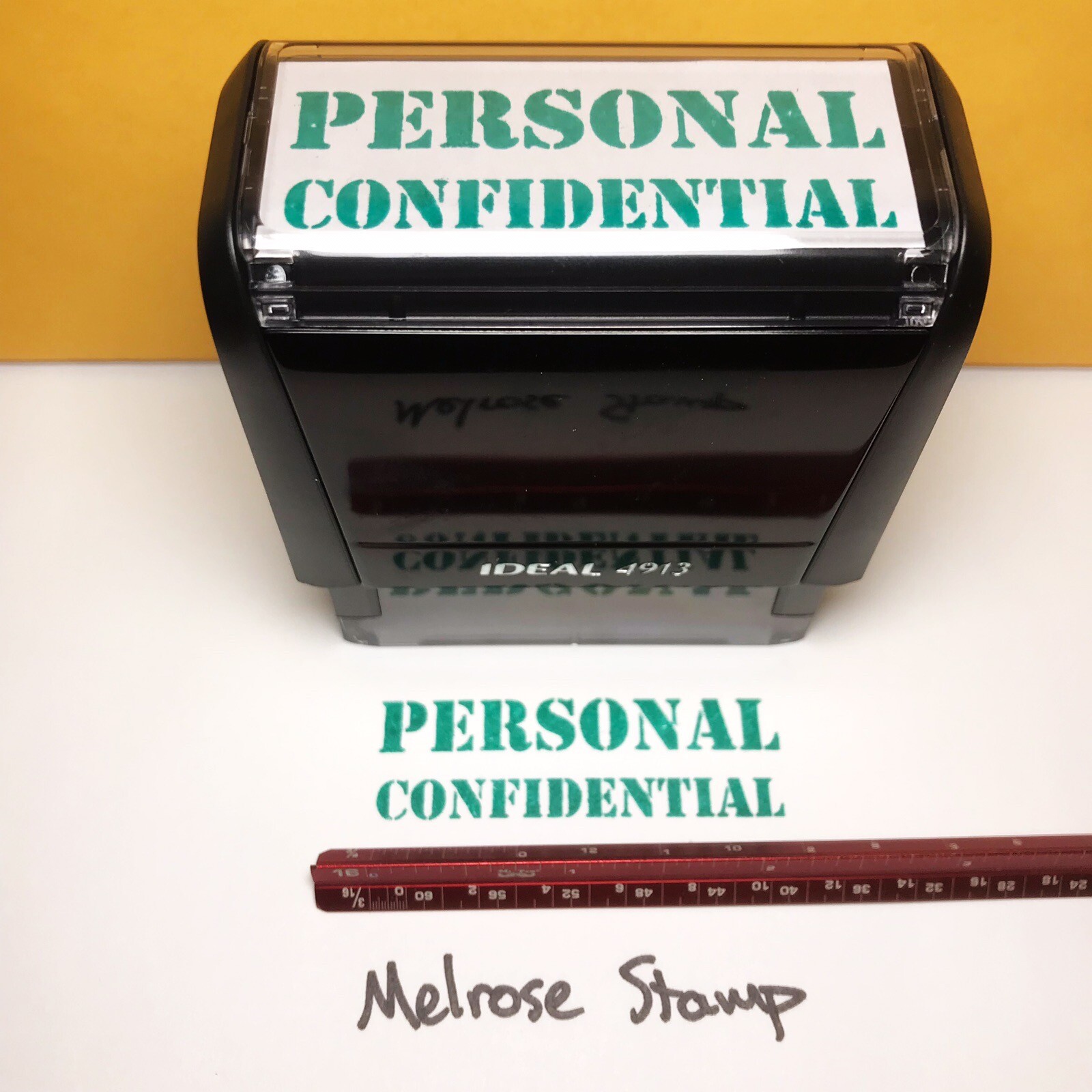 Personal Confidential Rubber Stamp Green Ink Self Inking Ideal 4913
