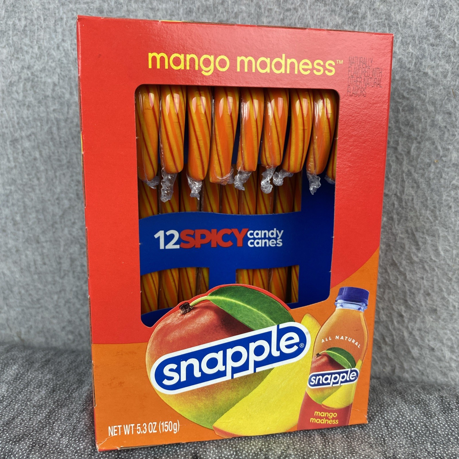 Snapple Candy Canes 12 Spicy Mango Madness Christmas Candy NEW✅