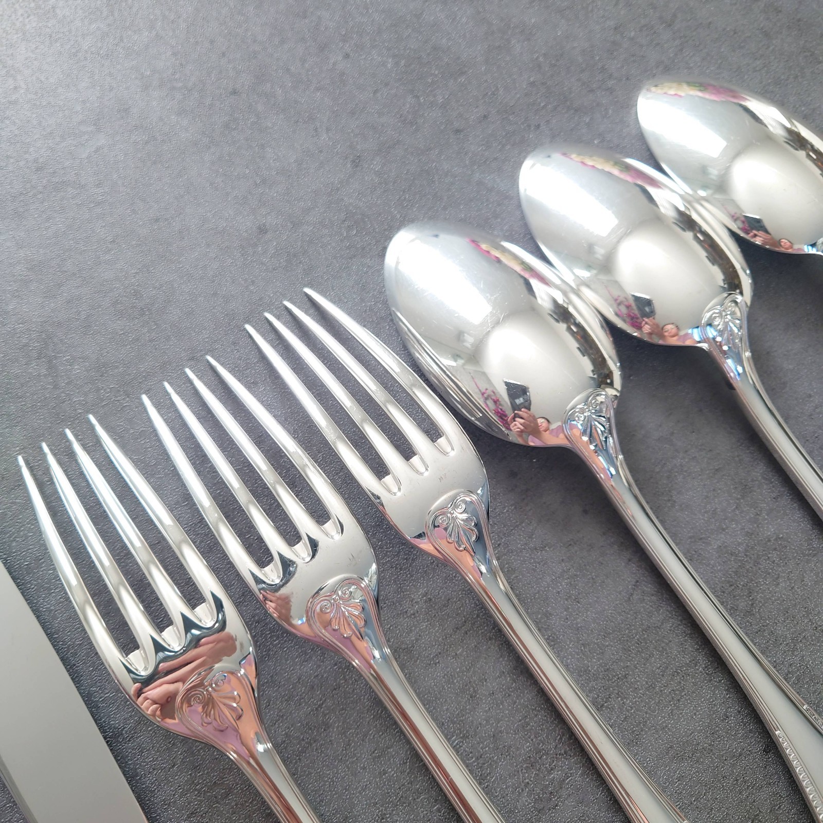 Christofle Malmaison 9pcs Silverplate Flatware Table Knife Fork Spoon Excellent