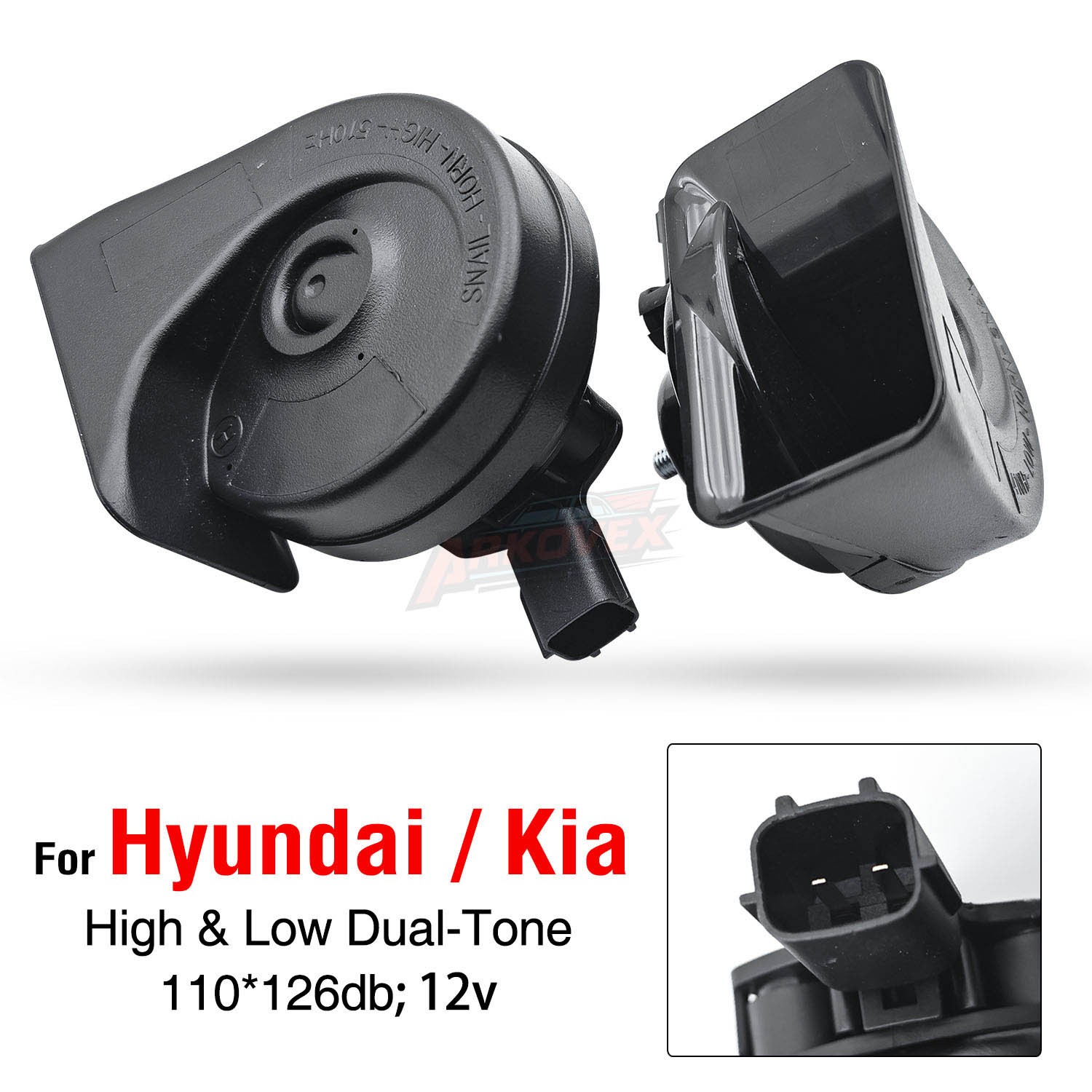 2X Snail Horns High Low Tone 12V 400Hz-500Hz For Hyundai Tucson JM LM 2004-2014