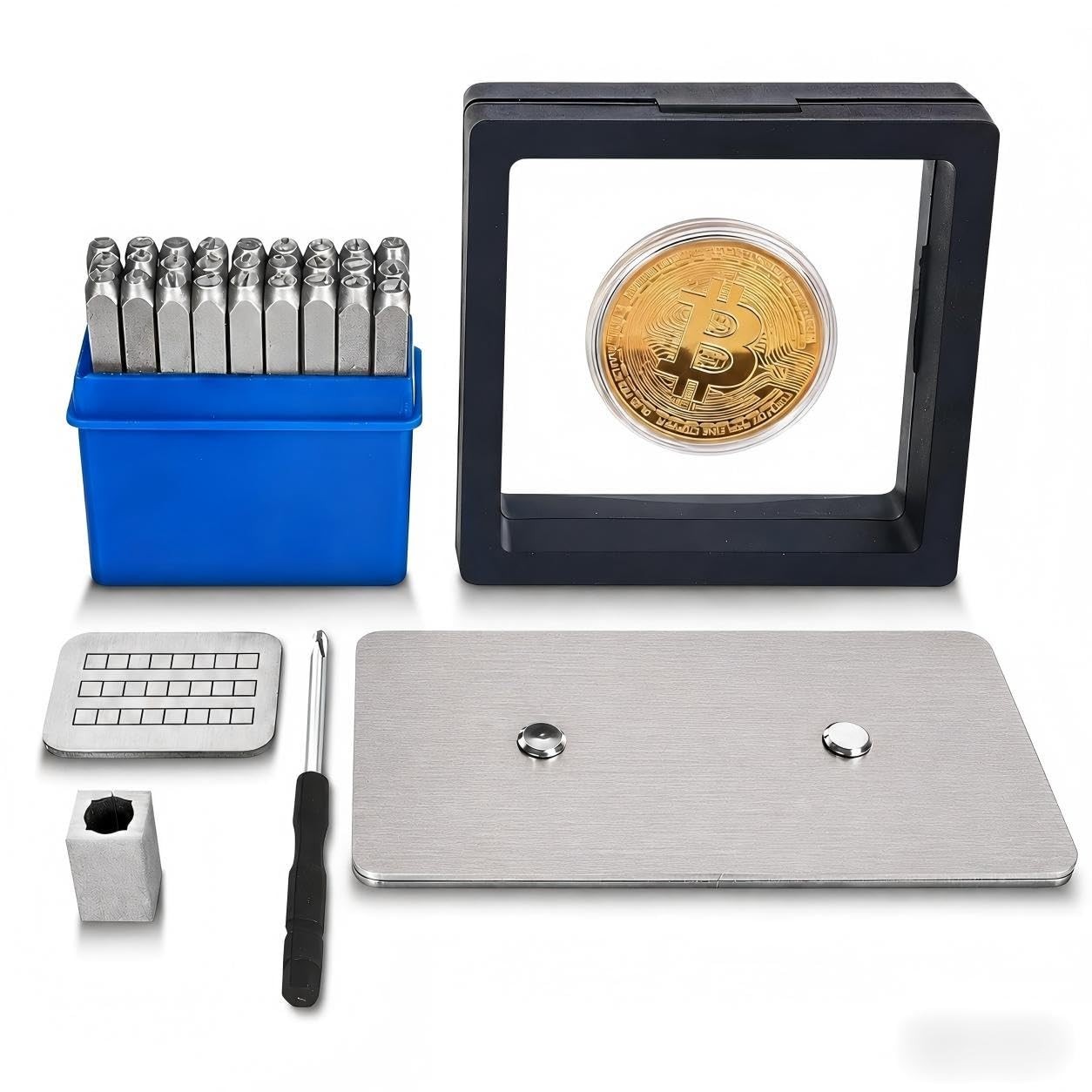 Joyzens 96-Word Seed Phrase Plate Kit – GR1 Titanium Backup with Letter Stamps &