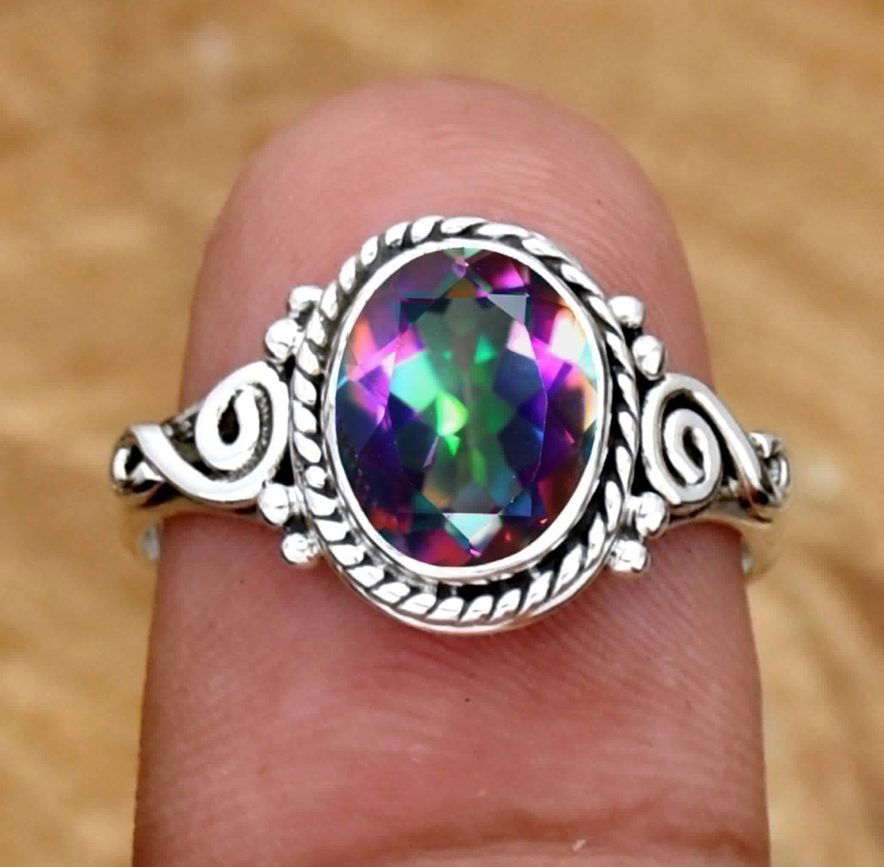 Mystic Topaz Ring 925 Sterling Silver Ring Designer Jewelry Amazing Jewelry MO25