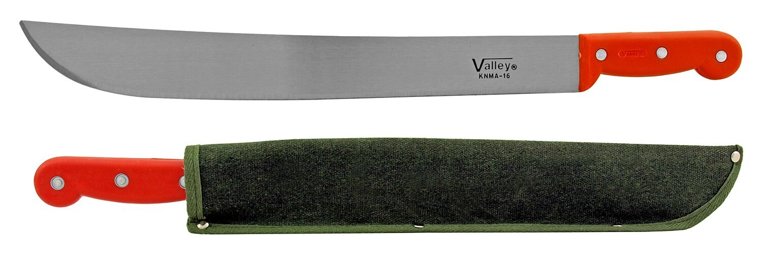 VALLEY 21" RED HANDLE Camping Hunting Survival BUSH MACHETE & Dark Canvas Sheath