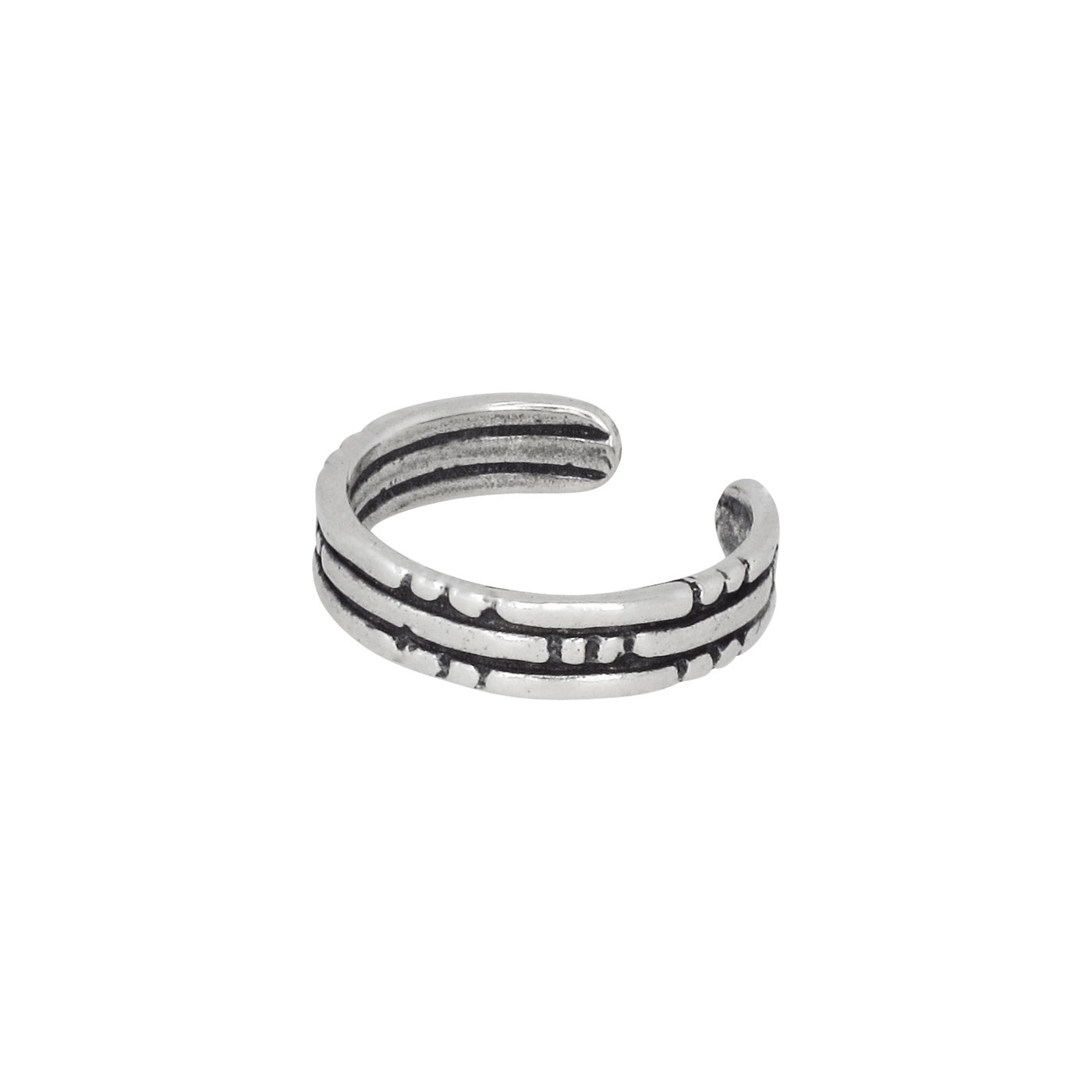 Sterling Silver .925 Bricks Design Toe Ring Adjustable Size Oxidized Made In USA