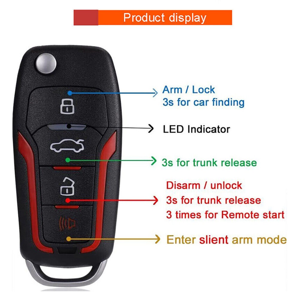 Car Smart Keyless Entry Engine Start Stop Alarm System Push Button Remote Auto
