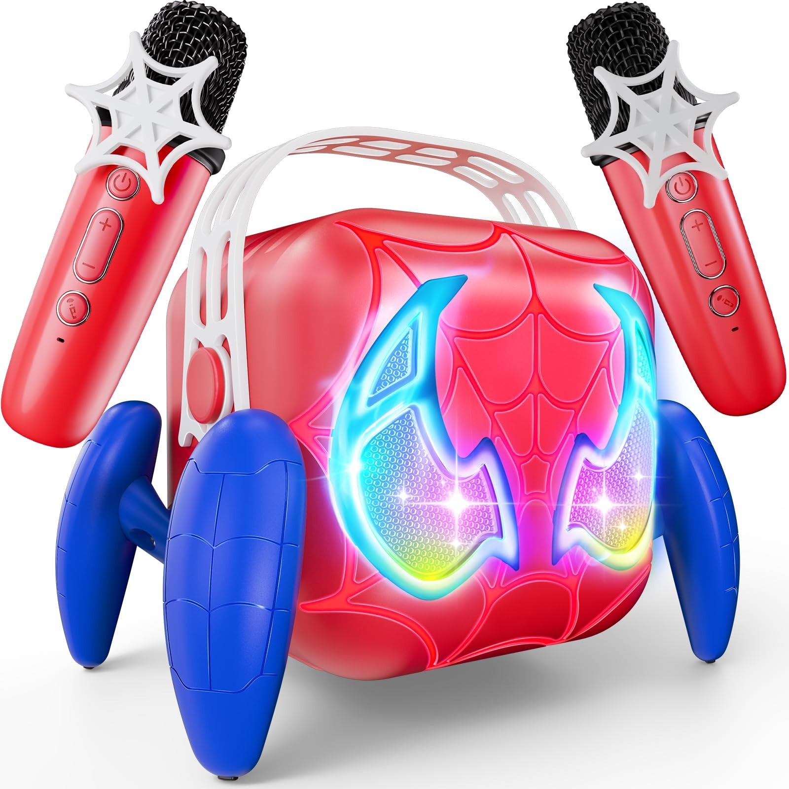 Karaoke Machine for Kids, Red & Blue Glowing Eyes & Rhythm Light, 5 Magic Voice,