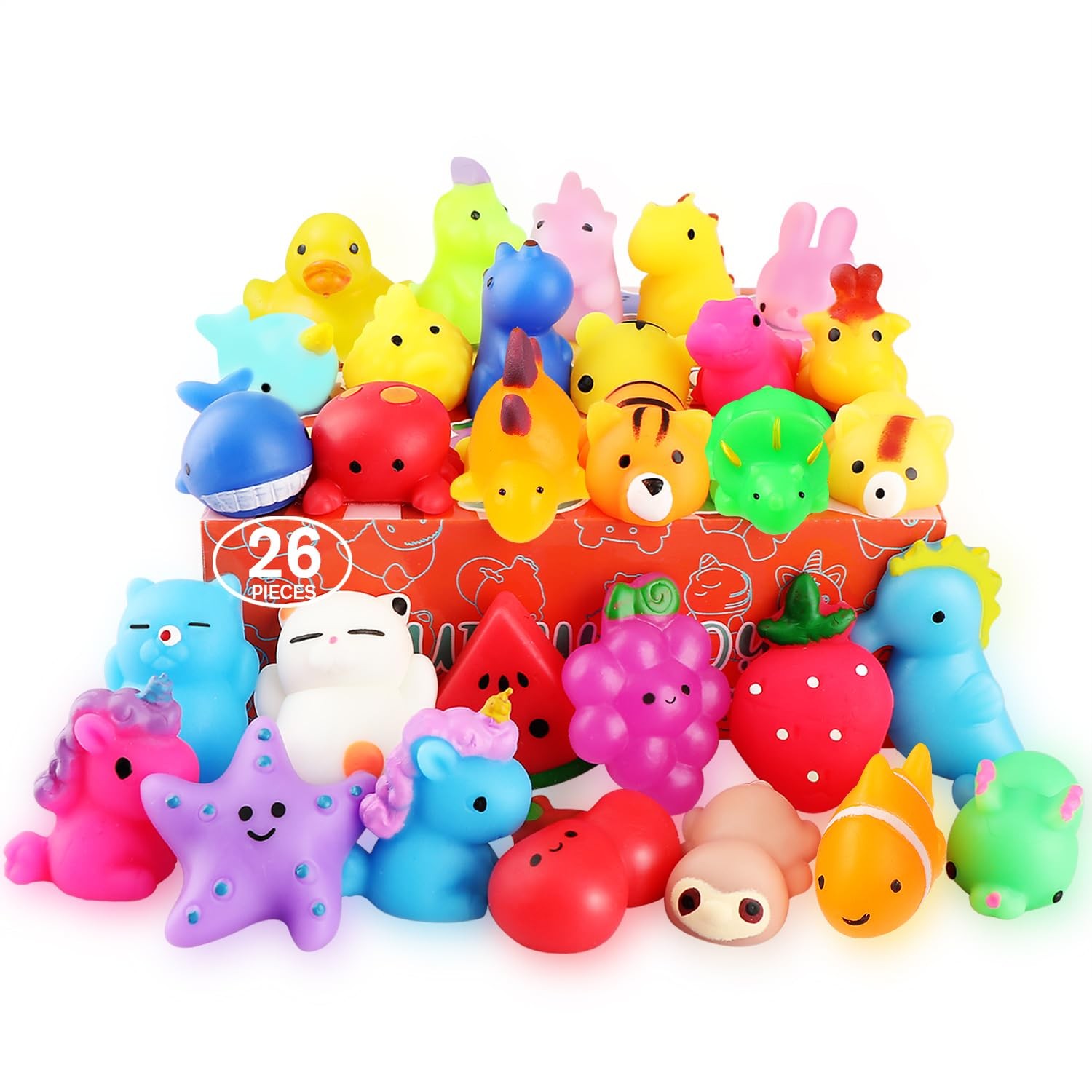26 Pack Mochi Squishy Toys Kawaii Slow Rising Mini Animals Stress Relief Gifts