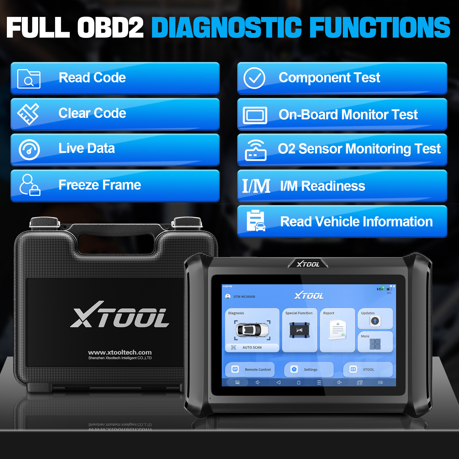2025 XTOOL D7W V2.0 All System Diagnostic Bidirectional Scanner Key Programmer
