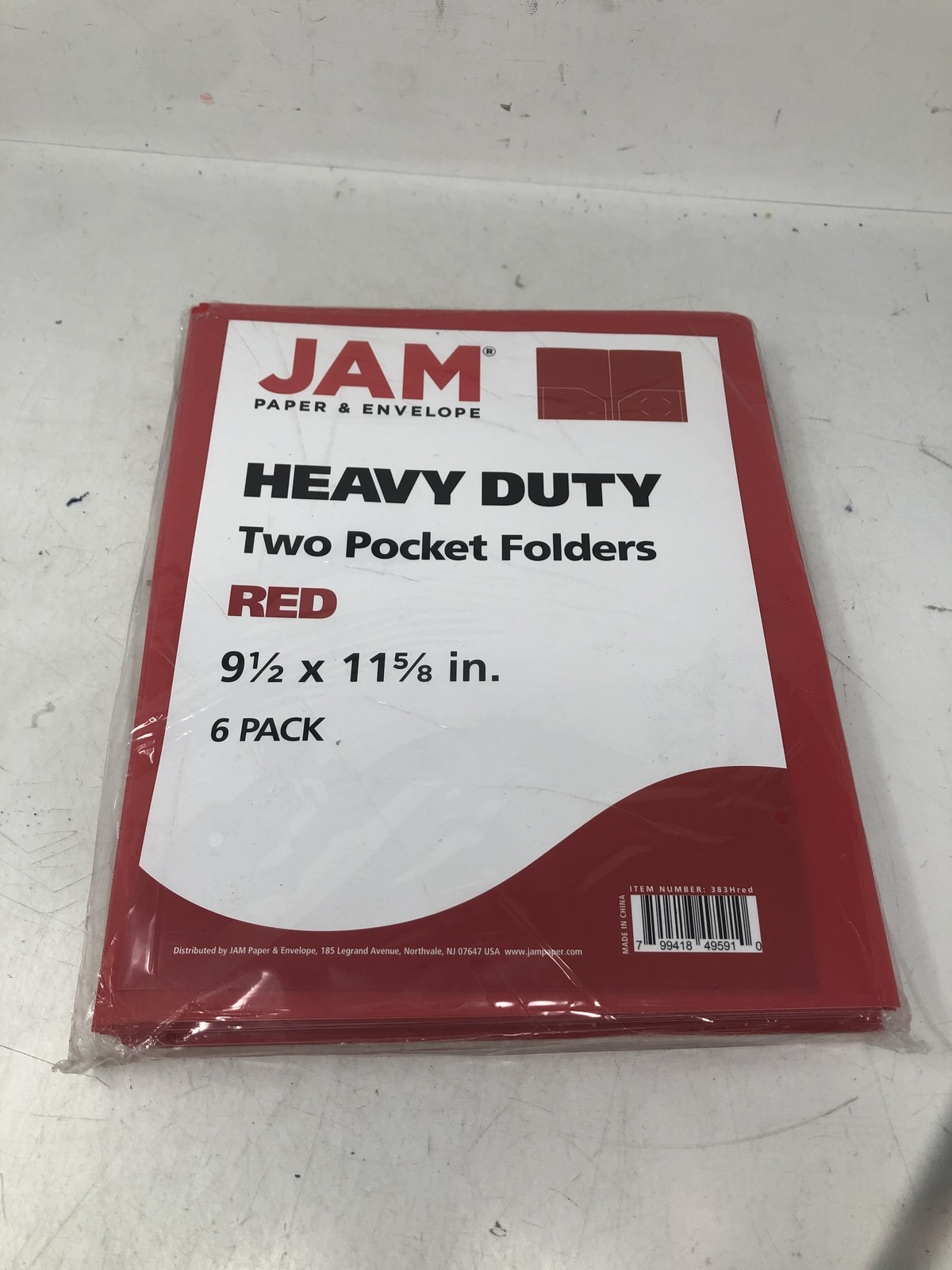 JAM Heavy Duty Plastic 2 Pocket Extra Tough School Folders - Red - 6/Pack