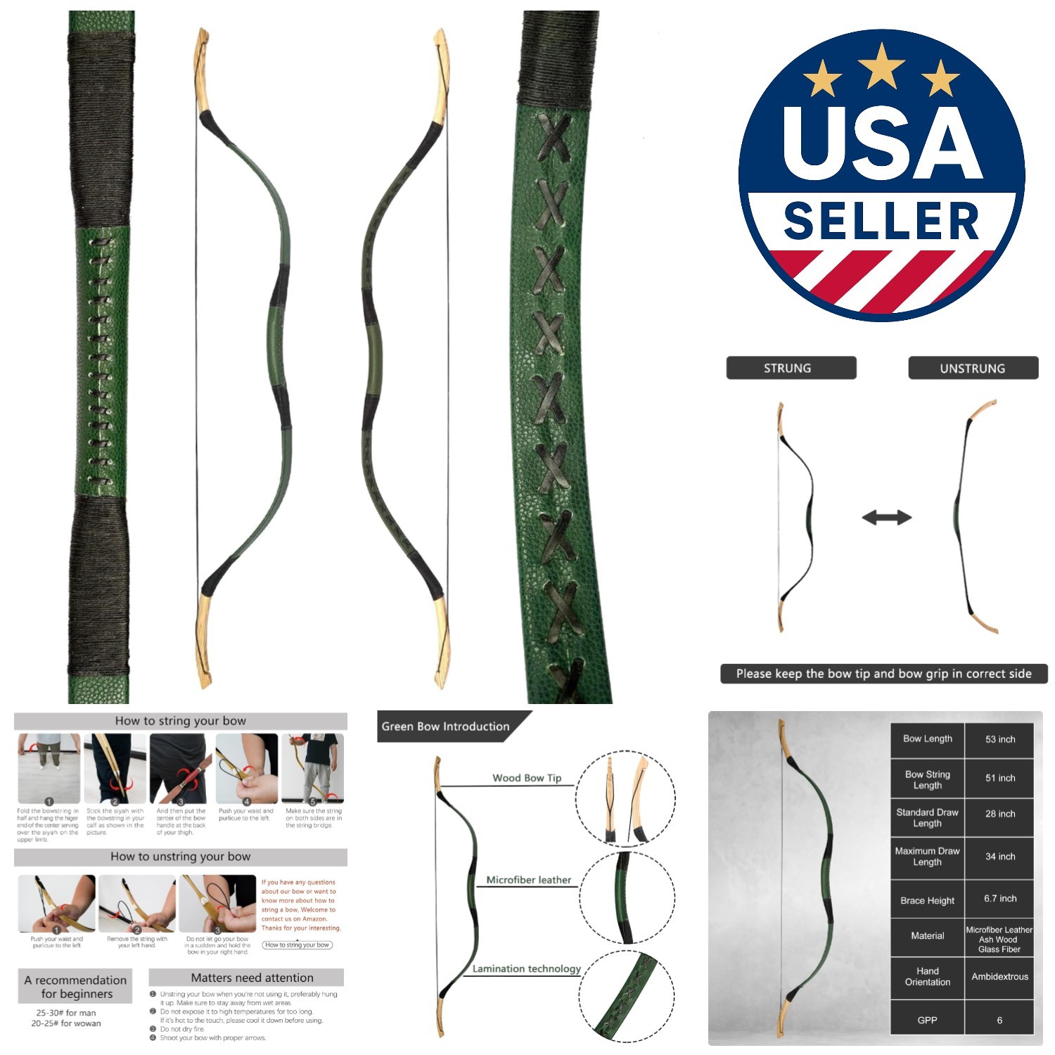 Versatile AF 53" Fiberglass Bow - Comfortable Precision for Archery Enthusiasts