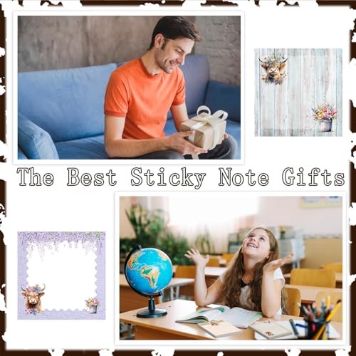 Sticky Notes Set - 9 Pack Sticky Notepad Cute Animals Sticky Highland Cow