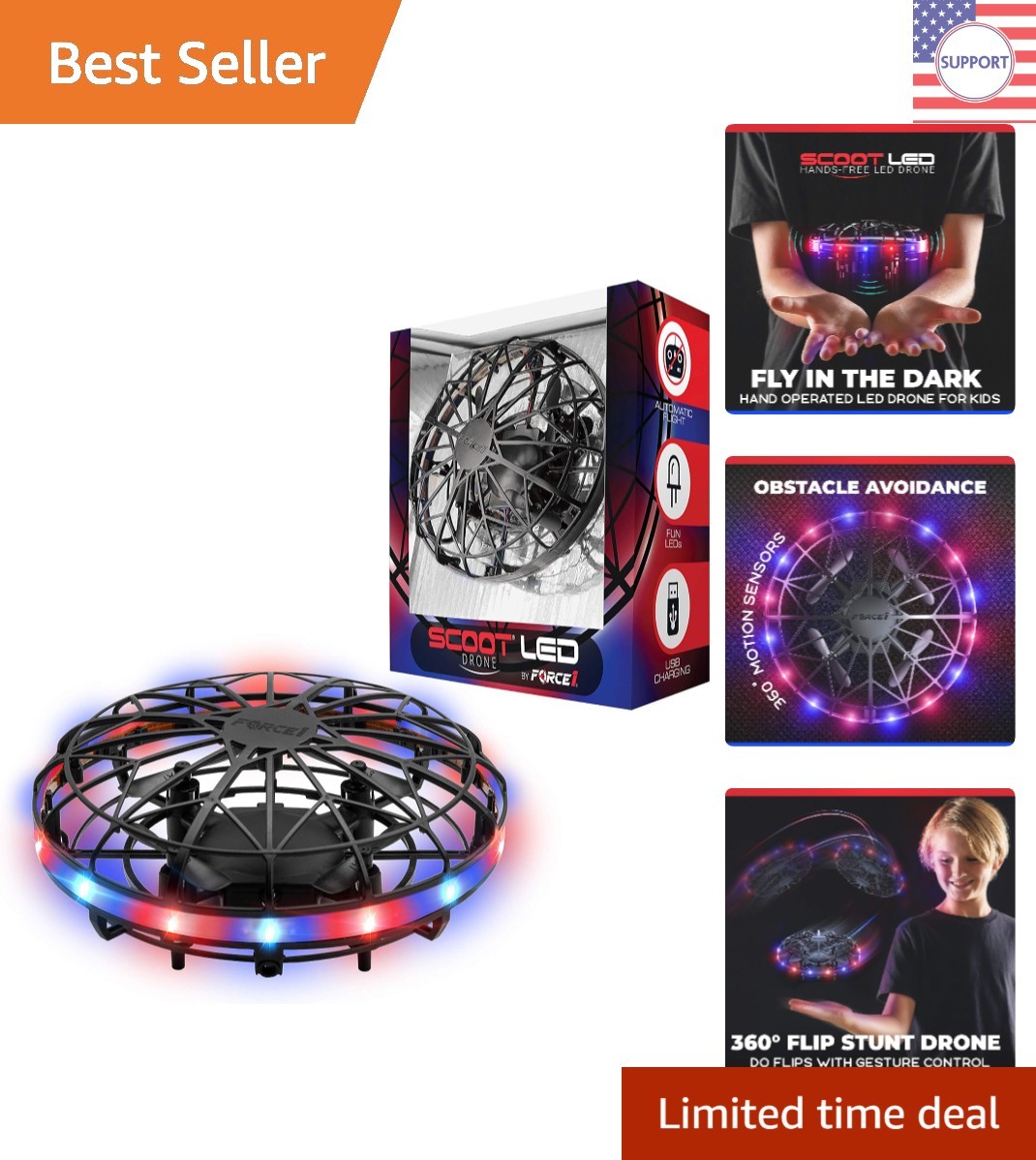 Ultra Bright Scoot Flying Drone – Easy Hands-Free Motion for Kids & Adults
