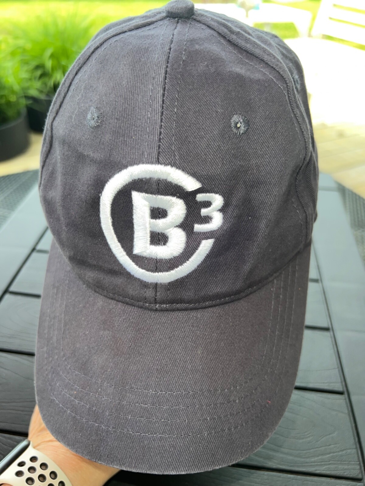 CB 3 Navy Blue Cotton CapAmerica Blue Linux on back Hat Cap Hook Loop VGC