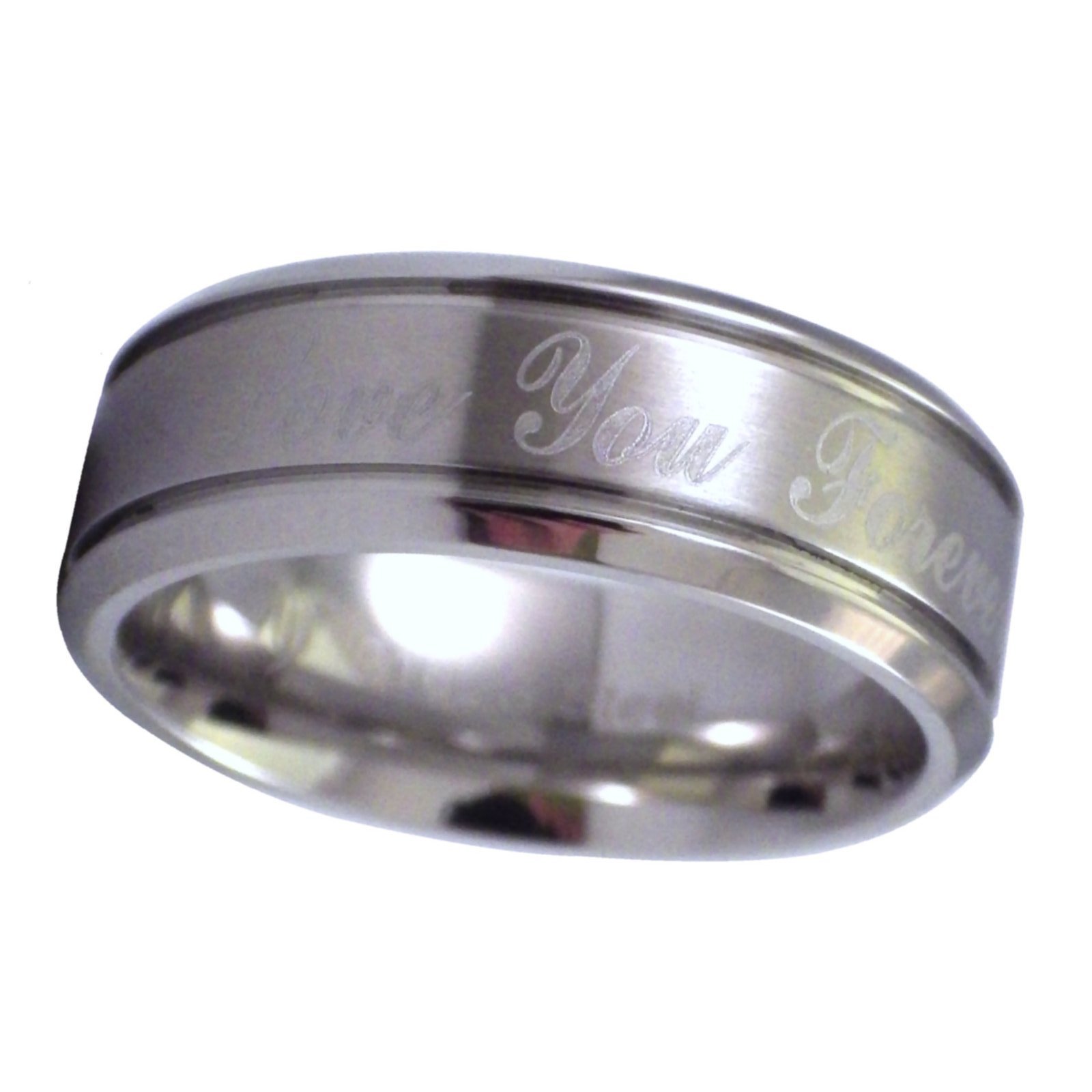 I Love You Forever Anniversary Ring Mens Womens Wedding Band 8mm Sizes 6.5-12