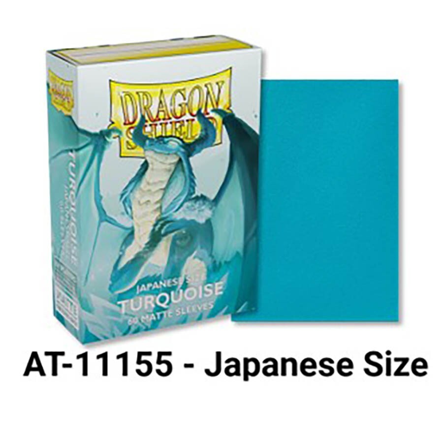 Japanese Matte Turquoise 60 ct Dragon Shield Sleeves YuGiOh Size
