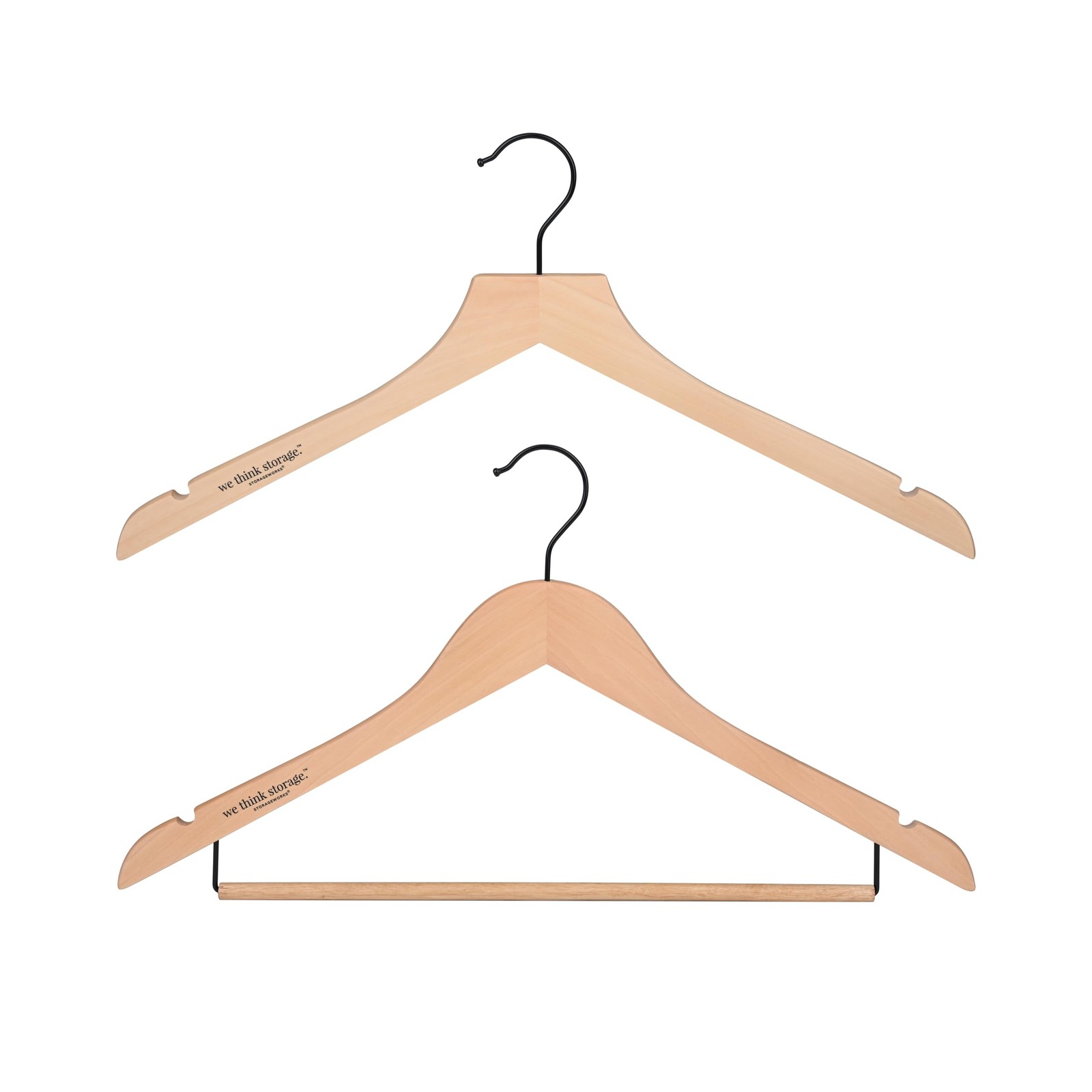 Set of Wooden Hangers 20 Pack & Pant Hanger 10 Pack, Smooth Wood Hangers with...
