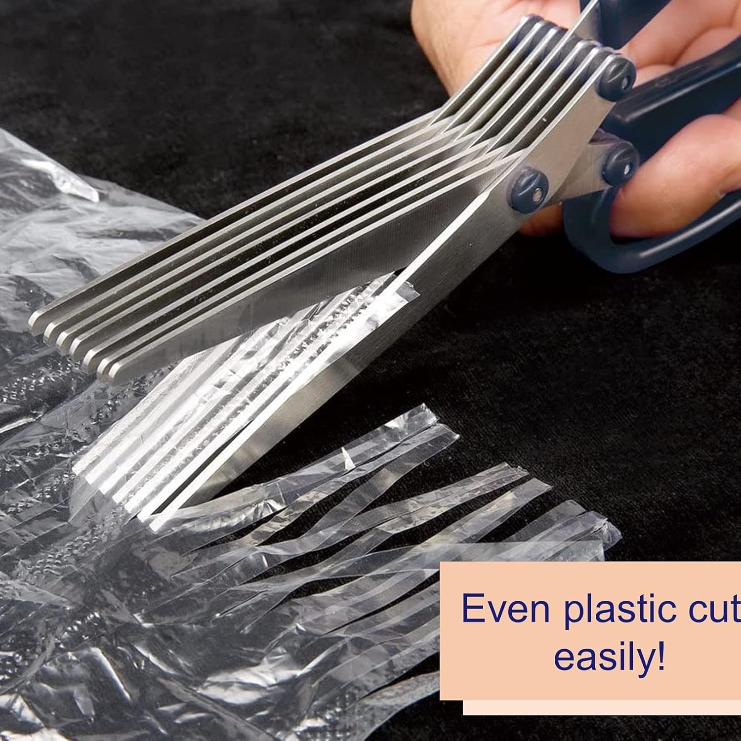 Efficient 7-Blade Shredder Scissors - 7.9” Stainless Steel, Lightweight, Black