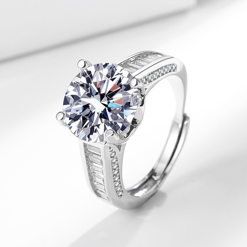 for stunning Dual Track High Carbon Diamond Ring with Flexible Size Option