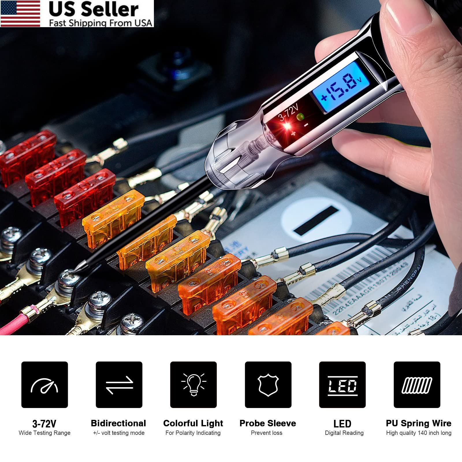 Heavy Duty 3-72V Backlit Digital LCD Circuit Blue Backlight,