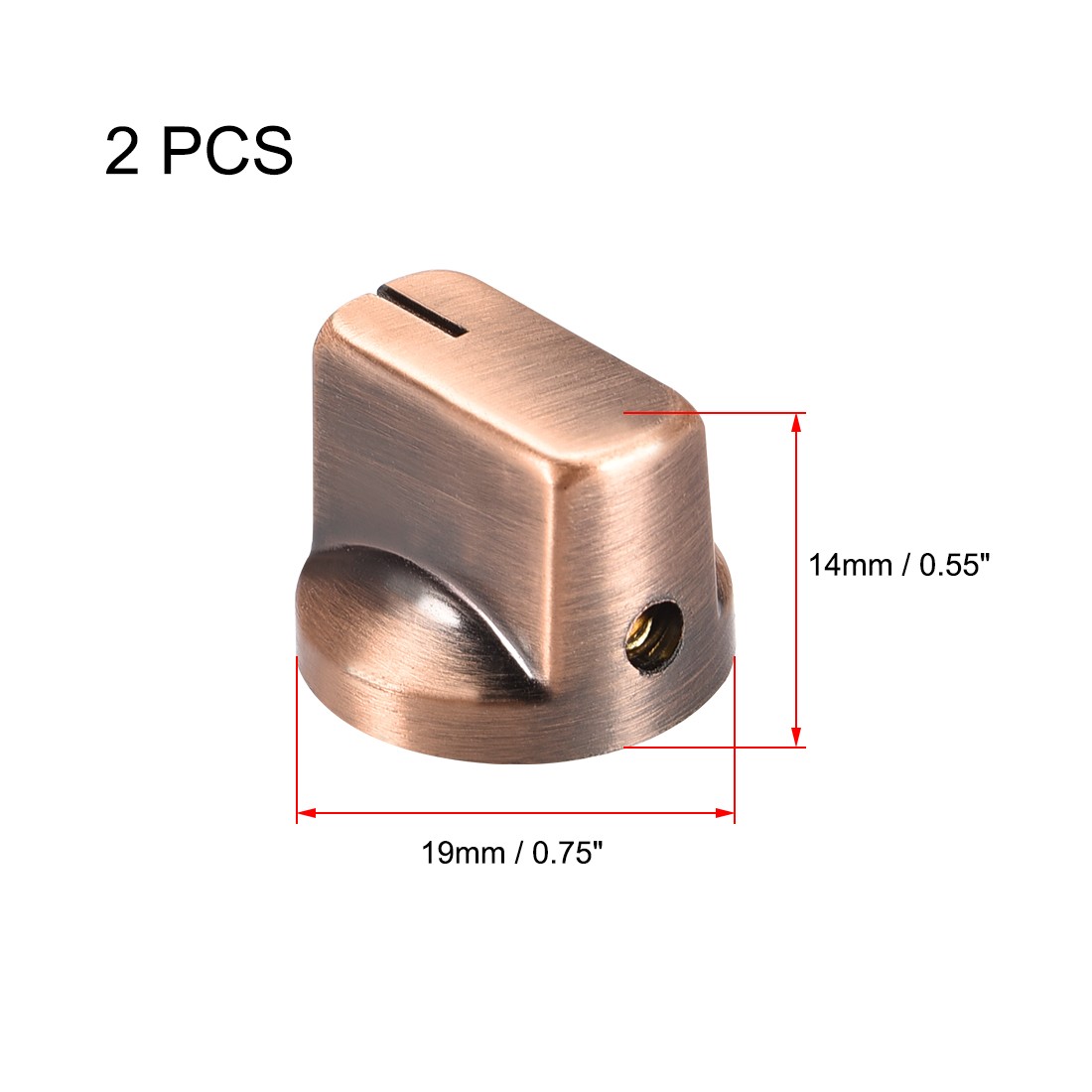 2Pcs 6.4mm Shaft Hole Knobs Pointer Control Knobs with Set Screw Bronze Tone