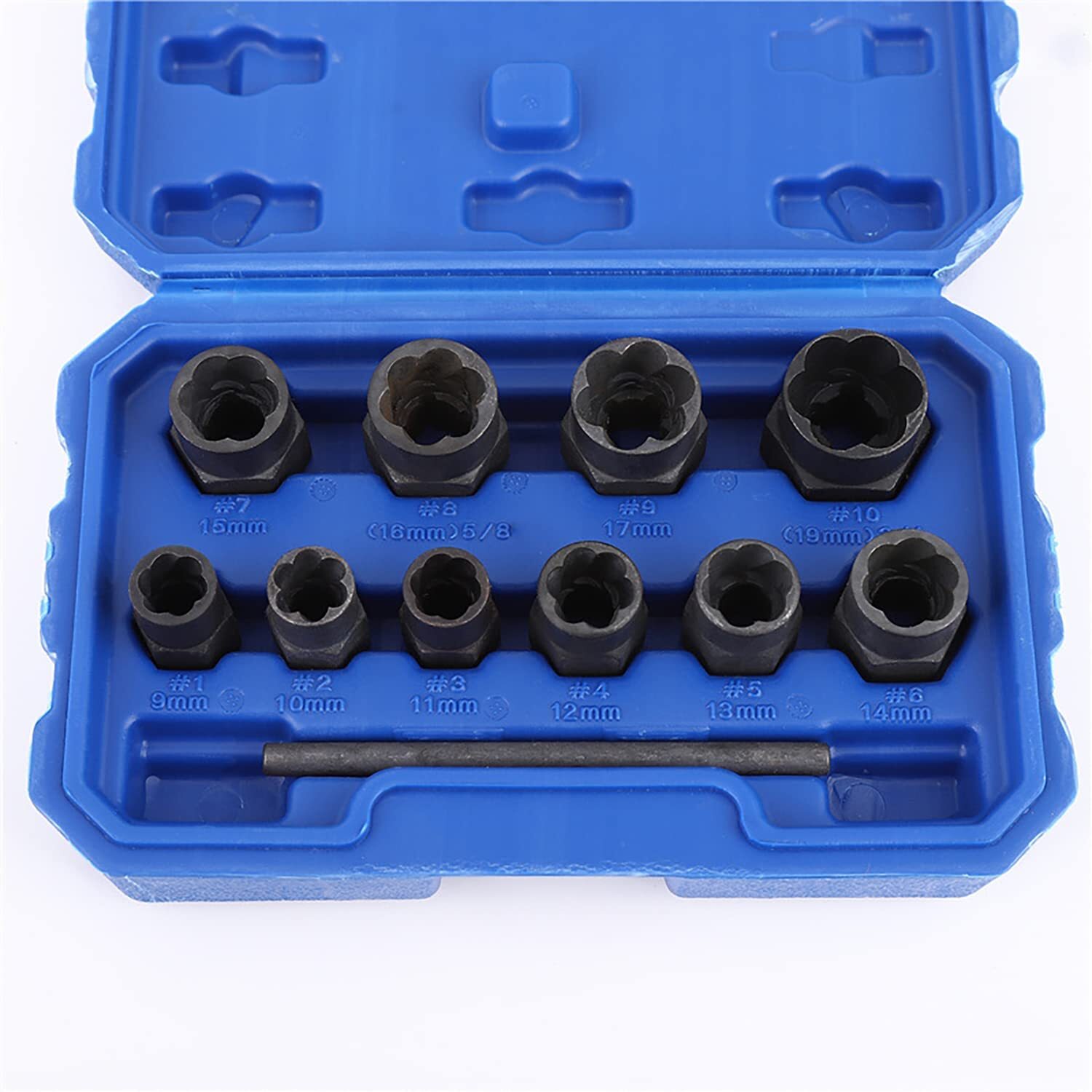 11pc Bolt Nut Extractor Set Damaged Heads Studs Twist Socket Tool with Case