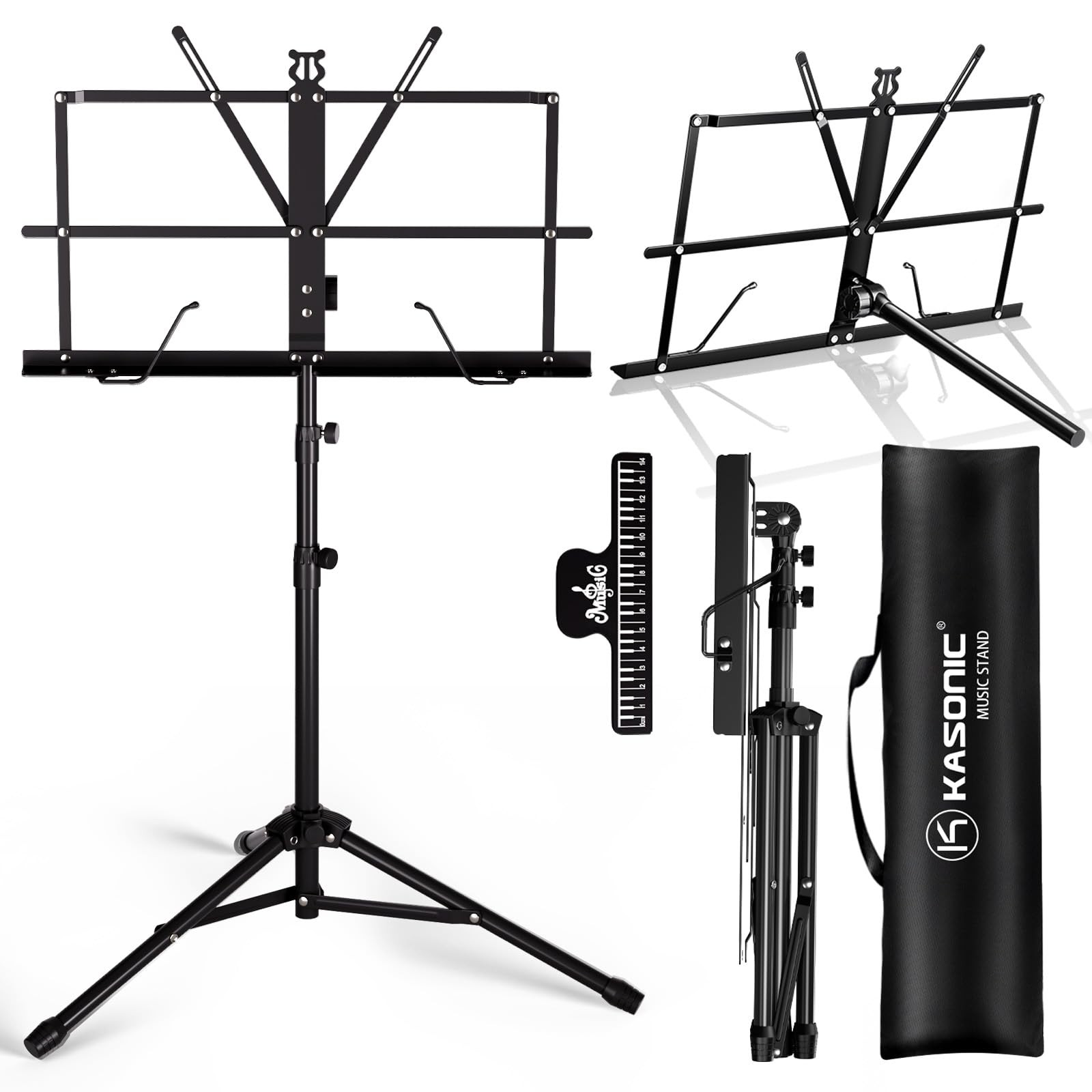 Music Stand, 2 in 1 Folding Sheet Music & Book Stand With Bag