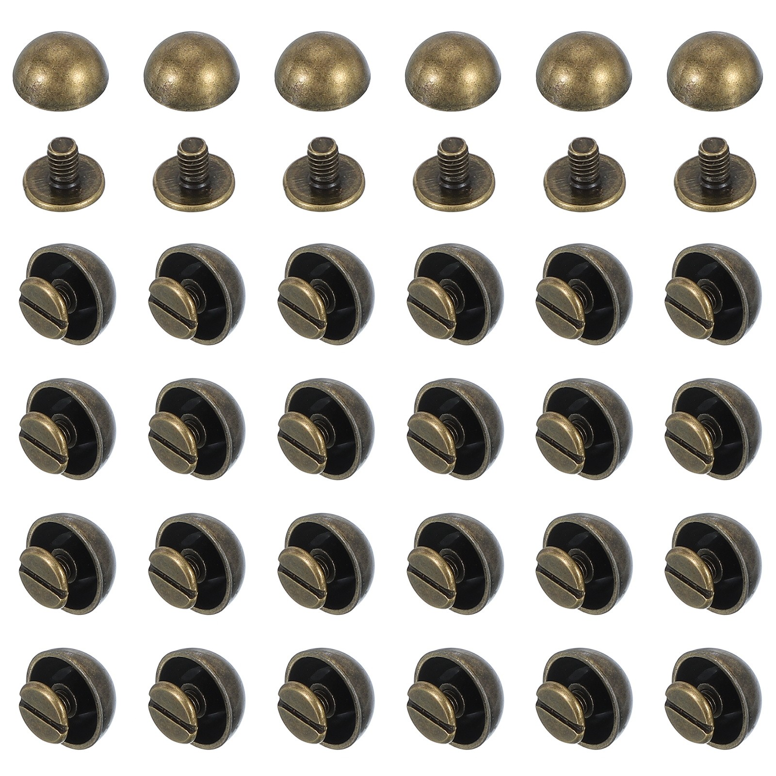 For Craft, 1/2" Dome Nails, 100 Rivet and Screw Set, Bronze