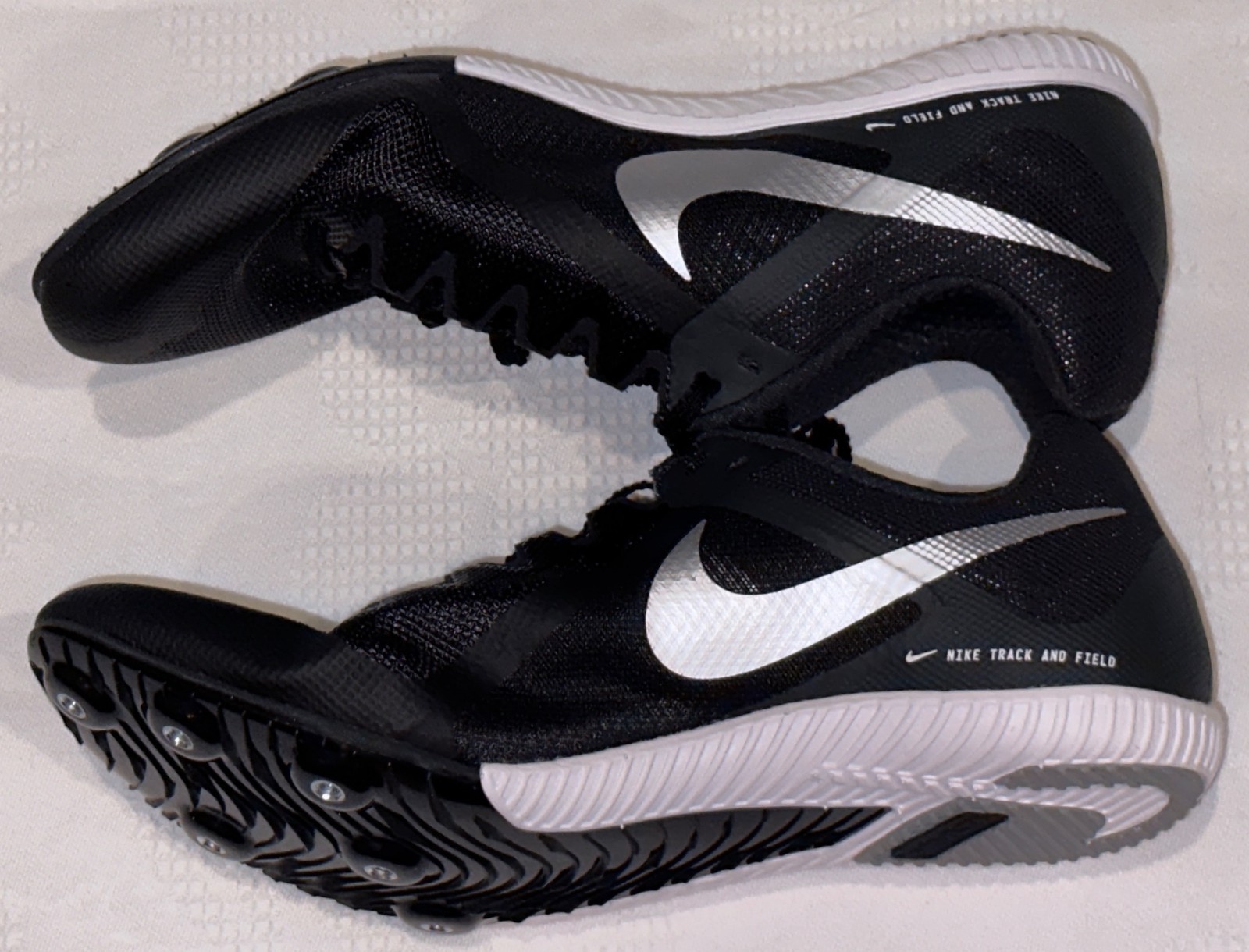 NIKE Rival Multi Use Black Metallic Silver Track Spikes Shoes Mens Sz 4.5 7 9 10