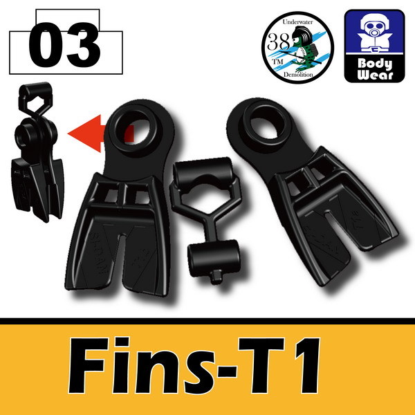 Fins-T1 Navy Seal Flippers compatible with toy brick minifigures