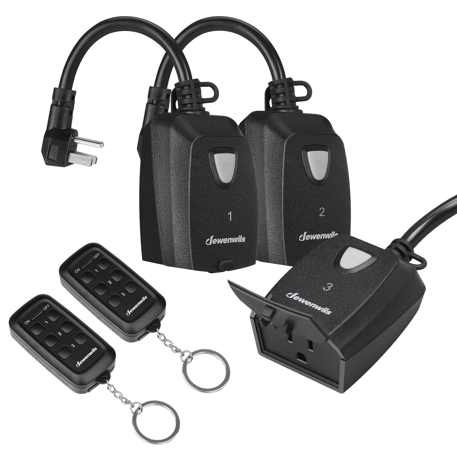 DEWENWILS Outdoor Indoor Wireless Remote Control Outlet Switch with 2 Remotes
